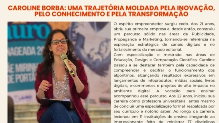 Caroline Borba é destaque do Jornal Entrelinhas